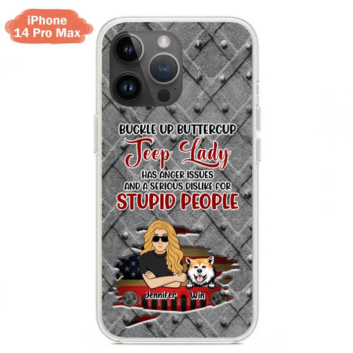 Custom Personalized Off-road Dog Lady Phone Case - Up to 4 Dogs - Gift Idea For Dogs Lover - Off-road Lady Has Anger Issues And A Serious Dislike - Case For iPhone And Samsung