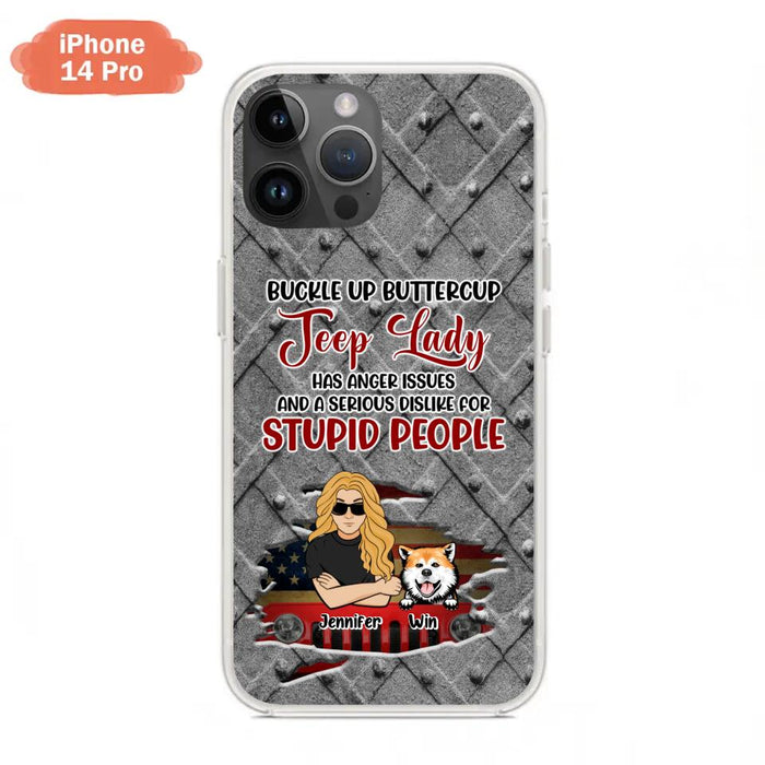 Custom Personalized Off-road Dog Lady Phone Case - Up to 4 Dogs - Gift Idea For Dogs Lover - Off-road Lady Has Anger Issues And A Serious Dislike - Case For iPhone And Samsung