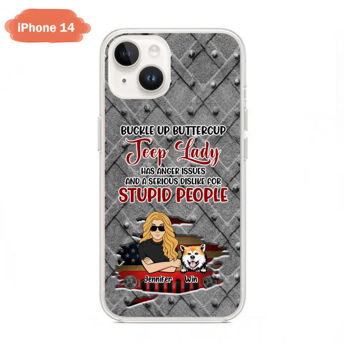 Custom Personalized Off-road Dog Lady Phone Case - Up to 4 Dogs - Gift Idea For Dogs Lover - Off-road Lady Has Anger Issues And A Serious Dislike - Case For iPhone And Samsung