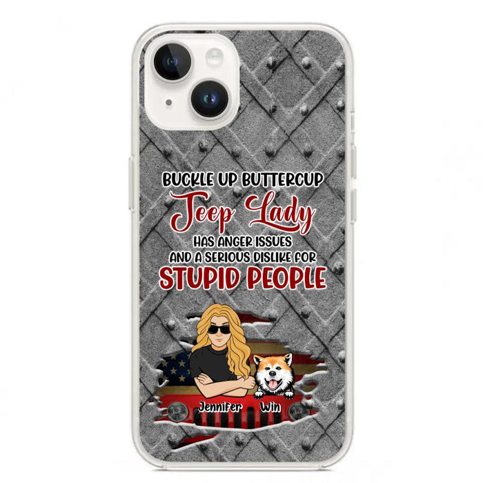 Custom Personalized Off-road Dog Lady Phone Case - Up to 4 Dogs - Gift Idea For Dogs Lover - Off-road Lady Has Anger Issues And A Serious Dislike - Case For iPhone And Samsung