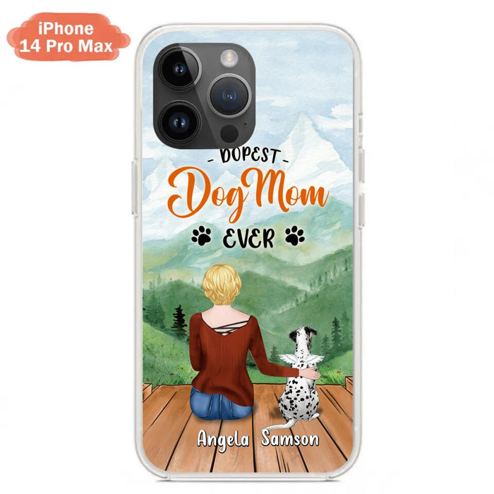 Custom Personalized Dog Mom Phone Case - Upto 5 Dogs - Gift Idea For Dog Lovers  - Dopest Dog Mom Ever - Case For iPhone/Samsung