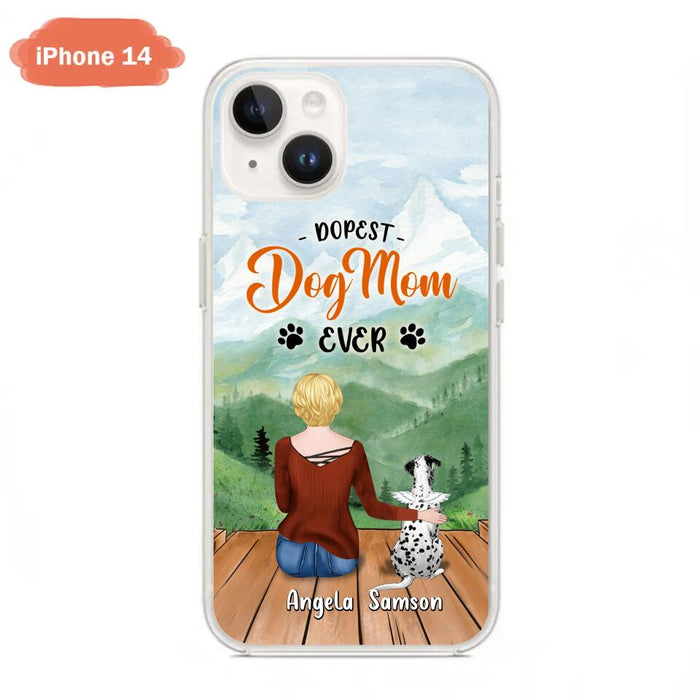 Custom Personalized Dog Mom Phone Case - Upto 5 Dogs - Gift Idea For Dog Lovers  - Dopest Dog Mom Ever - Case For iPhone/Samsung