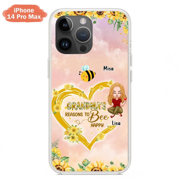 Custom Personalized Grandma Phone Case - Up to 6 Kids - Mother's Day Gift For Grandma - Grandma's Reasons To Bee Happy - Case For iPhone And Samsung