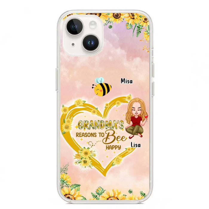 Custom Personalized Grandma Phone Case - Up to 6 Kids - Mother's Day Gift For Grandma - Grandma's Reasons To Bee Happy - Case For iPhone And Samsung