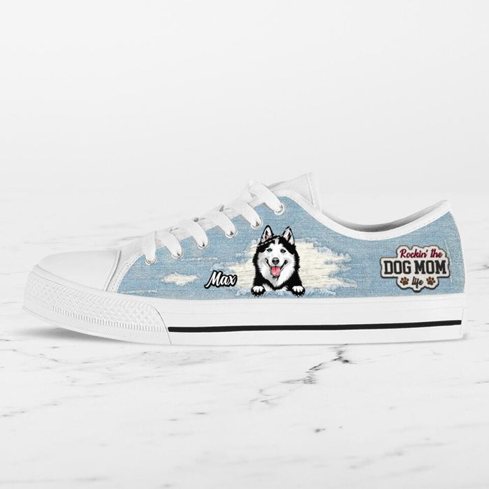 Custom Personalized Dog Mom Sneakers - Upto 3 Dogs - Gift Idea For Dog Lovers  - Rockin' The Dog Mom Life