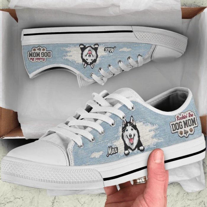 Custom Personalized Dog Mom Sneakers - Upto 3 Dogs - Gift Idea For Dog Lovers  - Rockin' The Dog Mom Life