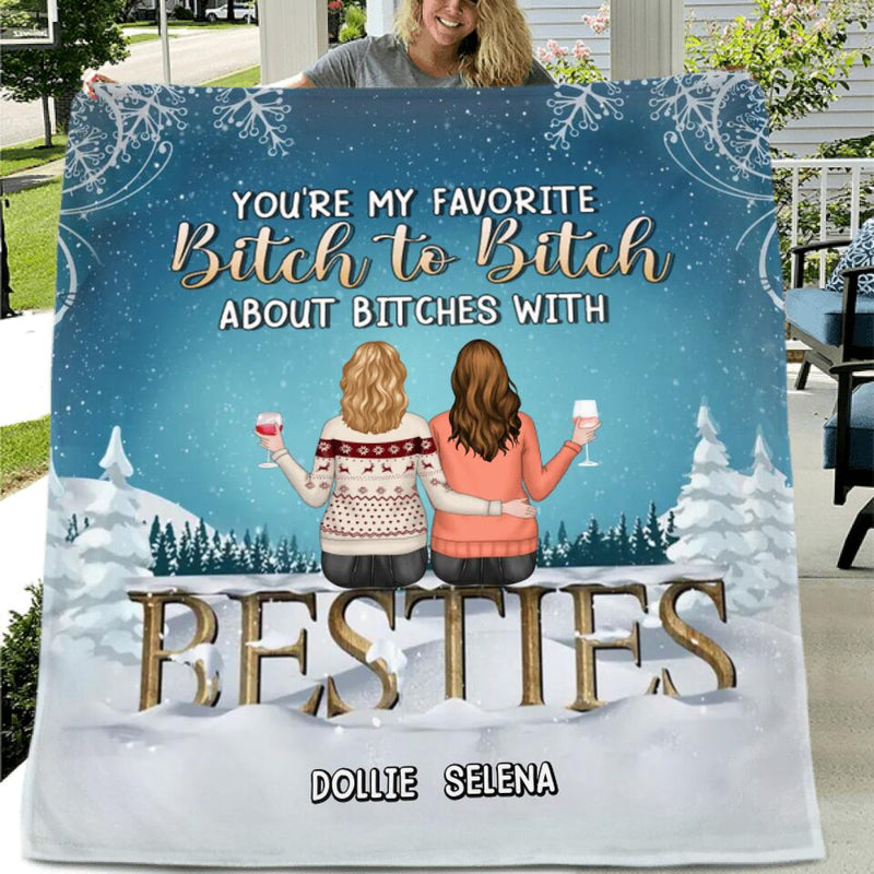 Personalized Besties Pillow Cover/Fleece Blanket/Quilt - Up to 5 Girls - Christmas Gift For Friends/Sisters/Besties - Here's To Another Year Of Bonding Over Alcohol