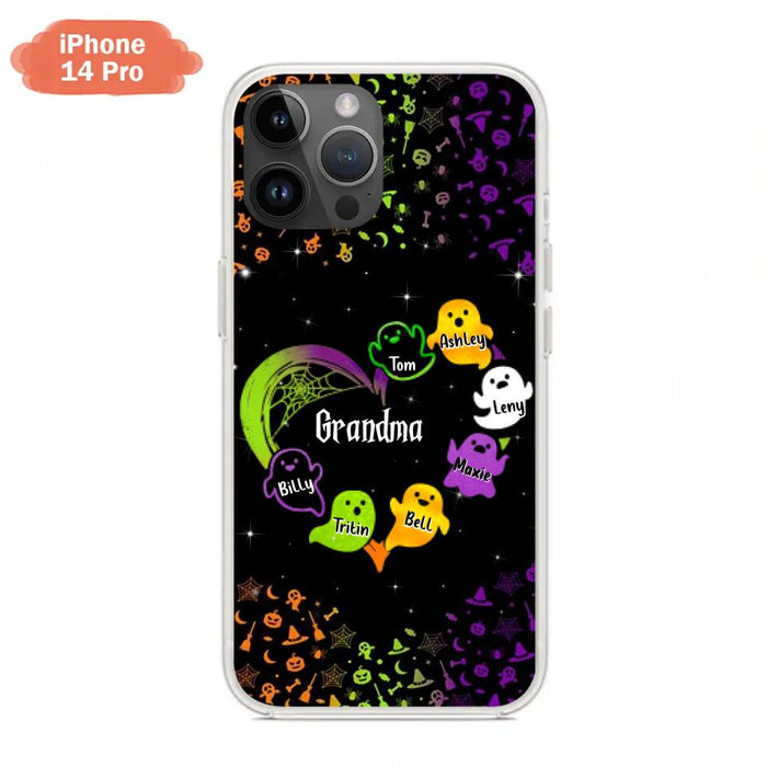 Custom Personalized Grandma and Grandkids Ghost iPhone/Samsung Case - Halloween gift for Grandma - Up to 7 Grandkids