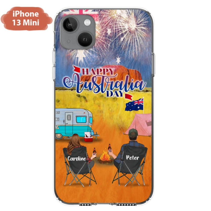 Custom Personalized Camping Happy Australia Day Phone Case - Couple/ Parents With Upto 2 Kids And 2 Pets - Gift Idea For Camping Lover - Case For iPhone And Samsung