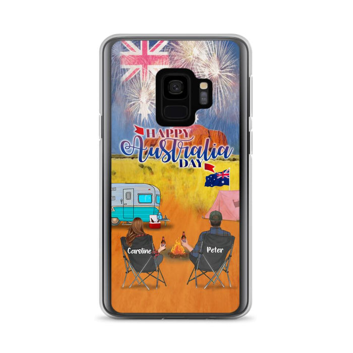 Custom Personalized Camping Happy Australia Day Phone Case - Couple/ Parents With Upto 2 Kids And 2 Pets - Gift Idea For Camping Lover - Case For iPhone And Samsung