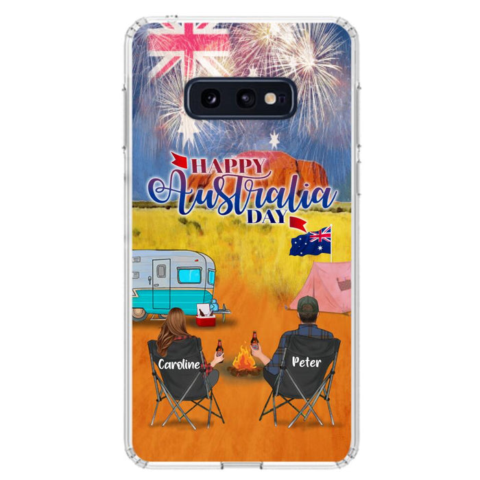 Custom Personalized Camping Happy Australia Day Phone Case - Couple/ Parents With Upto 2 Kids And 2 Pets - Gift Idea For Camping Lover - Case For iPhone And Samsung