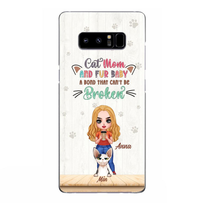 Custom Personalized Cat Mom Chibi Phone Case - Gift Idea For Mother's Day/ Cat Lovers With Upto 6 Cats - Cat Mom And Fur Baby A Bond That Can't Be Broken - Case For iPhone And Samsung