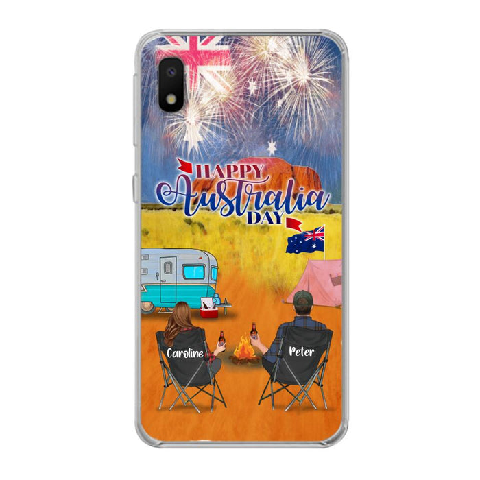 Custom Personalized Camping Happy Australia Day Phone Case - Couple/ Parents With Upto 2 Kids And 2 Pets - Gift Idea For Camping Lover - Case For iPhone And Samsung