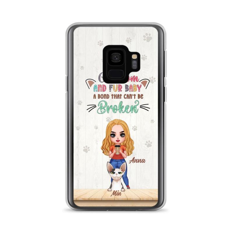 Personalized Cat Mom Chibi Phone Case - Gift Idea For Mother's Day/Cat Lovers With Up to 6 Cats - Cat Mom And Fur Baby A Bond That Can't Be Broken - Case For iPhone And Samsung