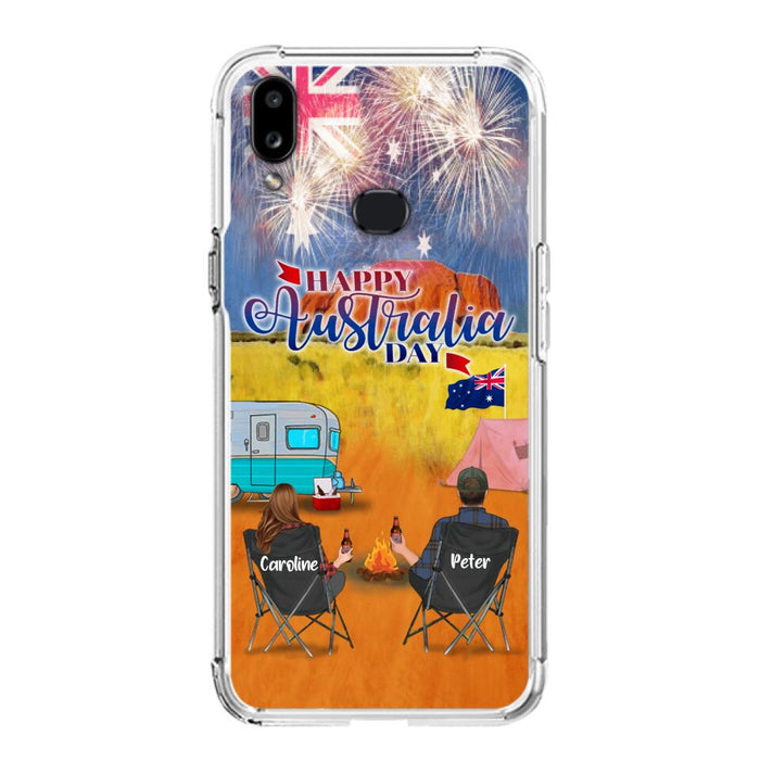 Custom Personalized Camping Happy Australia Day Phone Case - Couple/ Parents With Upto 2 Kids And 2 Pets - Gift Idea For Camping Lover - Case For iPhone And Samsung