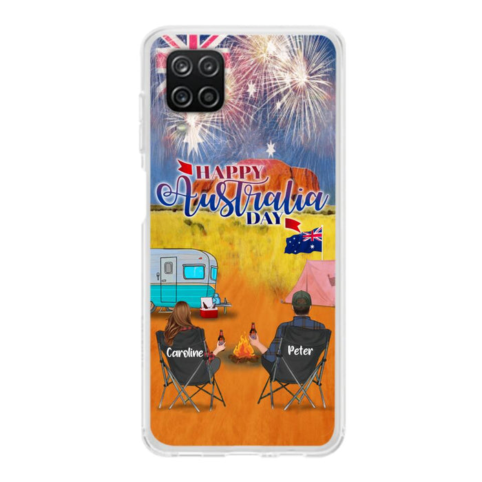 Custom Personalized Camping Happy Australia Day Phone Case - Couple/ Parents With Upto 2 Kids And 2 Pets - Gift Idea For Camping Lover - Case For iPhone And Samsung