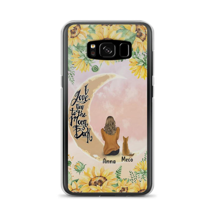 Custom Personalized Cat Sun Flower Phone Case - Upto 6 Cats - Gift Idea For Cat Lover - I Love You To The Moon And Back - Case For iPhone And Samsung