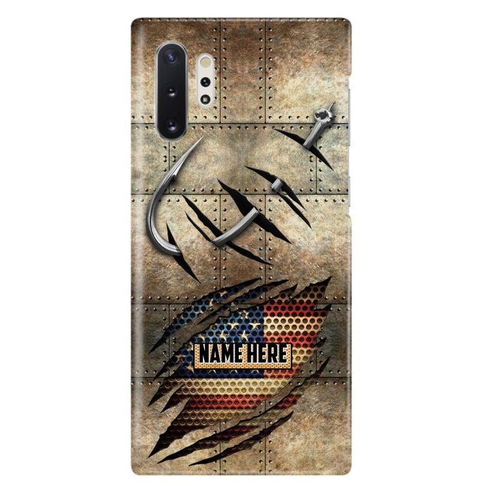 Custom Personalized Fishing America Flag Phone Case - Gift Idea For Fishing Lover - Case For iPhone And Samsung