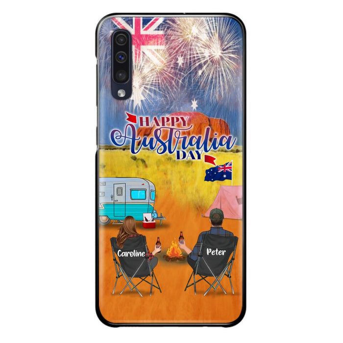 Custom Personalized Camping Happy Australia Day Phone Case - Couple/ Parents With Upto 2 Kids And 2 Pets - Gift Idea For Camping Lover - Case For iPhone And Samsung