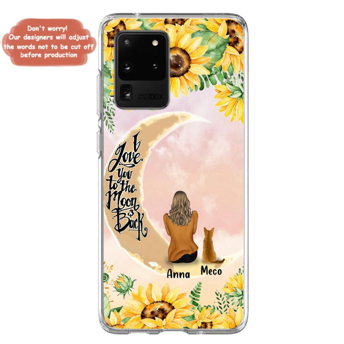 Custom Personalized Cat Sun Flower Phone Case - Upto 6 Cats - Gift Idea For Cat Lover - I Love You To The Moon And Back - Case For iPhone And Samsung