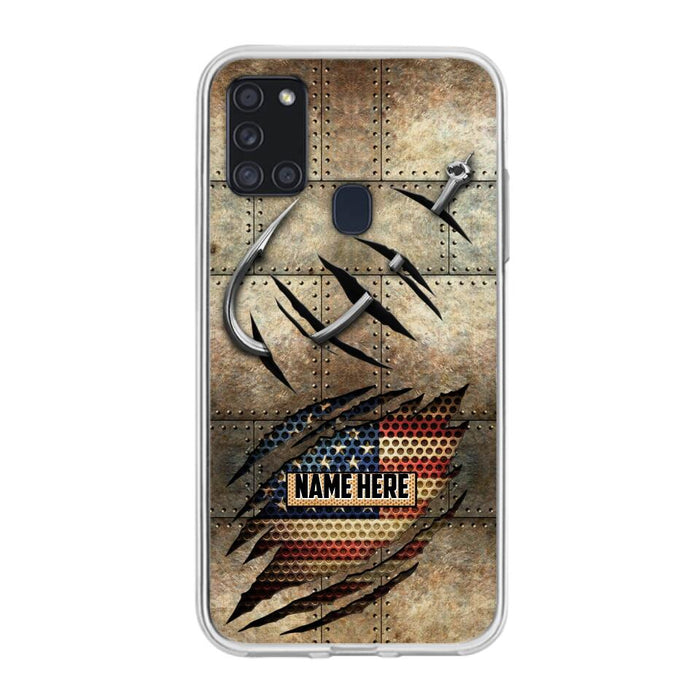 Custom Personalized Fishing America Flag Phone Case - Gift Idea For Fishing Lover - Case For iPhone And Samsung