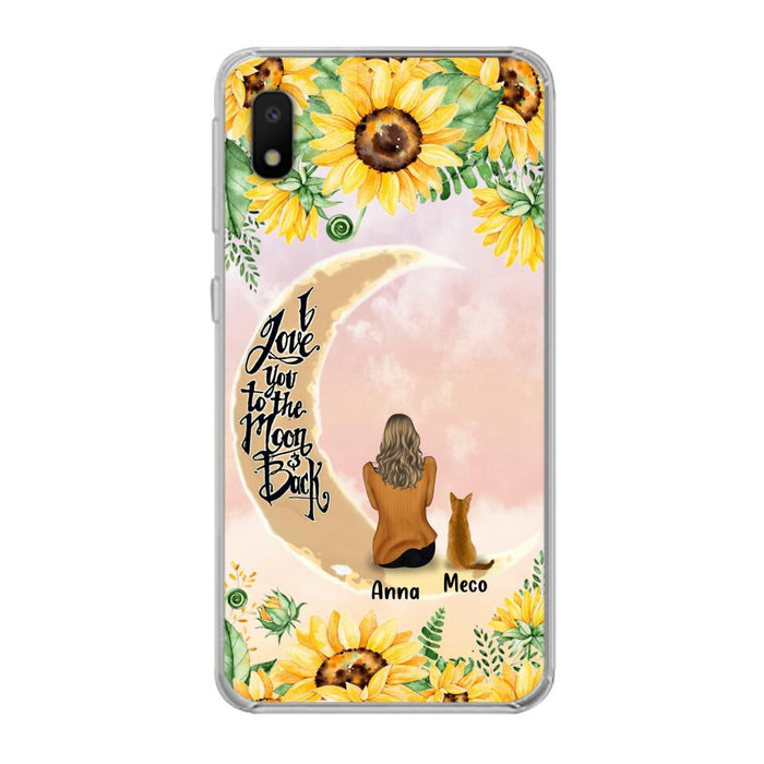 Custom Personalized Cat Sun Flower Phone Case - Upto 6 Cats - Gift Idea For Cat Lover - I Love You To The Moon And Back - Case For iPhone And Samsung