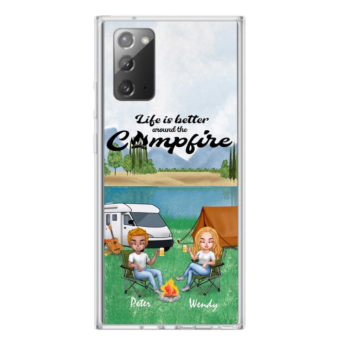 Custom Personalized Camping Couple With Dog Phone Case - Couple With Upto 3 Dogs - Gift Idea For Dog/ Camping Lover - Let's Be Adventurers - Case For iPhone And Samsung