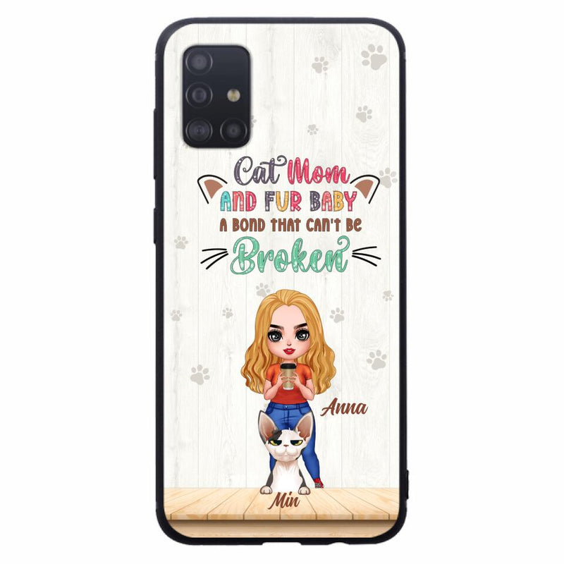 Personalized Cat Mom Chibi Phone Case - Gift Idea For Mother's Day/Cat Lovers With Up to 6 Cats - Cat Mom And Fur Baby A Bond That Can't Be Broken - Case For iPhone And Samsung