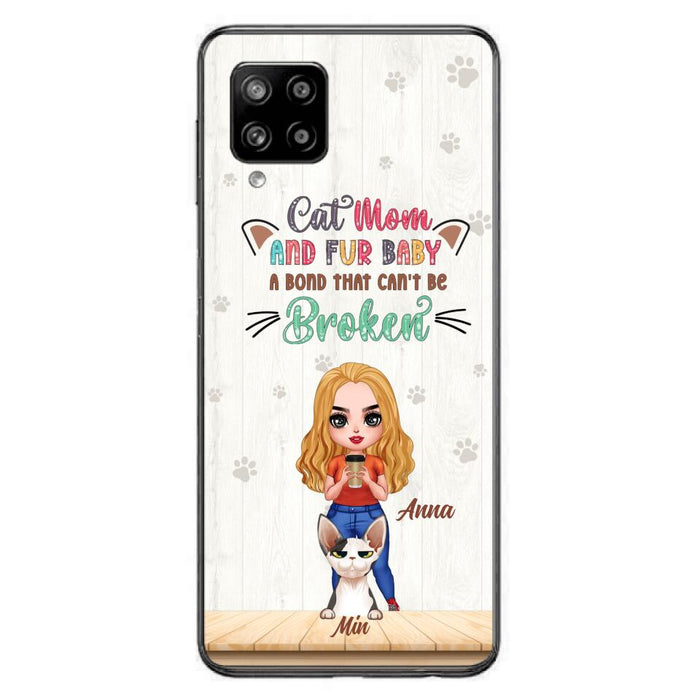 Custom Personalized Cat Mom Chibi Phone Case - Gift Idea For Mother's Day/ Cat Lovers With Upto 6 Cats - Cat Mom And Fur Baby A Bond That Can't Be Broken - Case For iPhone And Samsung