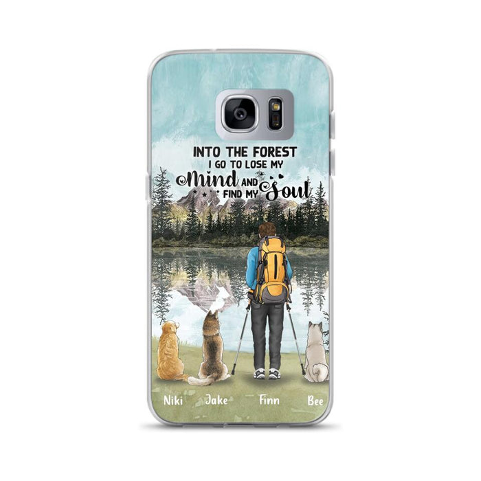 Custom Personalized Solo Hiking With Dogs Phone Case - Woman/Man With Upto 3 Pets - Case For iPhone and Samsung - Q67GXN