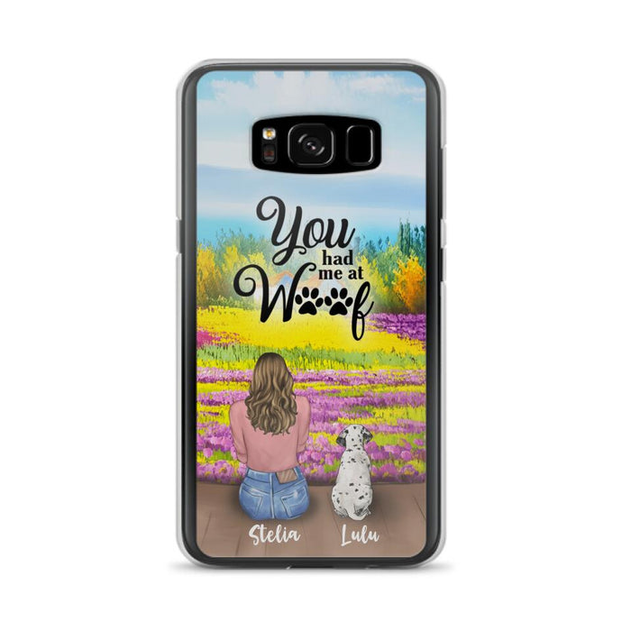 Custom Personalized Dog Mom With Flowers Background Phone Case - Gifts For Dog Lovers With Upto 4 Dogs - You Had Me At Woof - Case For iPhone, Samsung And Xiaomi - L4E2ZU