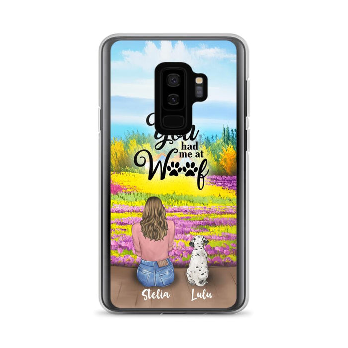 Custom Personalized Dog Mom With Flowers Background Phone Case - Gifts For Dog Lovers With Upto 4 Dogs - You Had Me At Woof - Case For iPhone, Samsung And Xiaomi - L4E2ZU