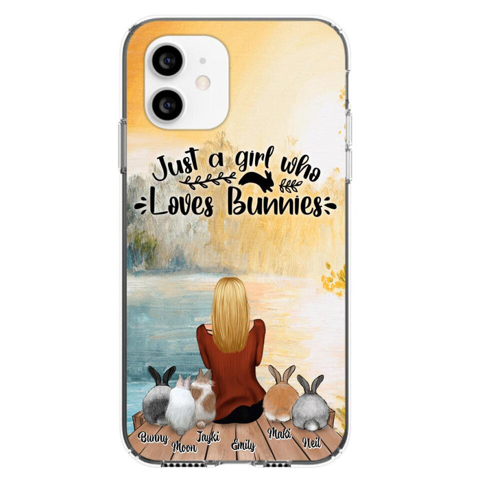 Custom Personalized Rabbit Mom Phone Case - Gifts For Rabbit Lovers With Upto 5 Rabbits - Just A Gril Who Loves Bunnies