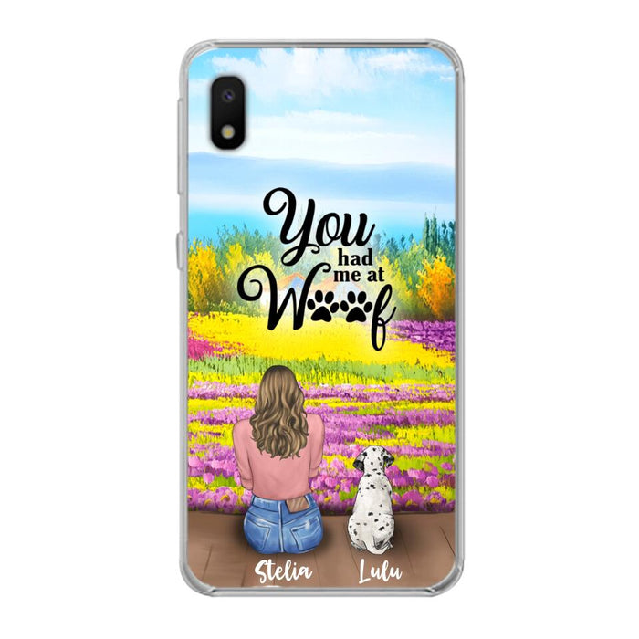 Custom Personalized Dog Mom With Flowers Background Phone Case - Gifts For Dog Lovers With Upto 4 Dogs - You Had Me At Woof - Case For iPhone, Samsung And Xiaomi - L4E2ZU