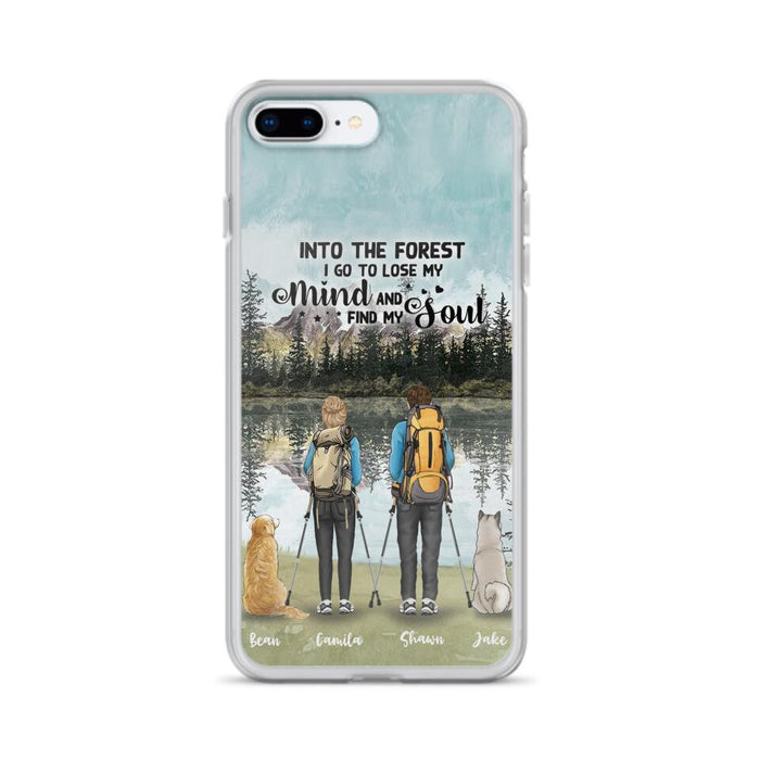 Custom Personalized Hiking Couple With Dogs Phone Case - Couple With Upto 2 Pets - Case For iPhone and Samsung - Q67GXN