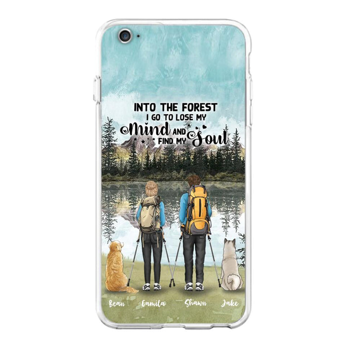 Custom Personalized Hiking Couple With Dogs Phone Case - Couple With Upto 2 Pets - Case For iPhone and Samsung - Q67GXN