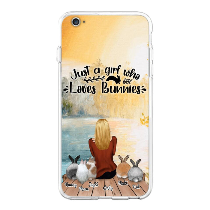 Custom Personalized Rabbit Mom Phone Case - Gifts For Rabbit Lovers With Upto 5 Rabbits - Just A Gril Who Loves Bunnies