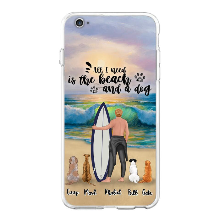 Custom Personalized Surfing Phone Case - Woman/Man With Upto 4 Pets  - Phone Case For iPhone and Samsung - To the Ocean I go - CCS180