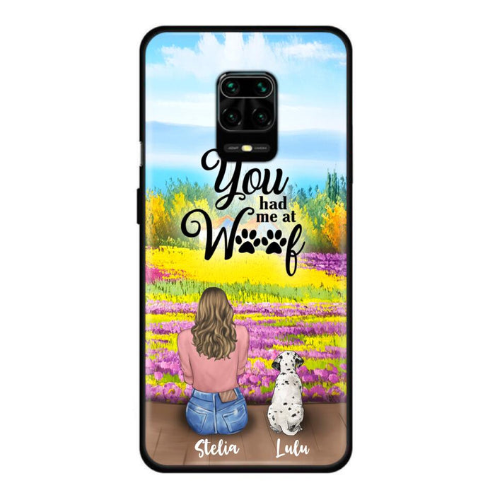 Custom Personalized Dog Mom With Flowers Background Phone Case - Gifts For Dog Lovers With Upto 4 Dogs - You Had Me At Woof - Case For iPhone, Samsung And Xiaomi - L4E2ZU