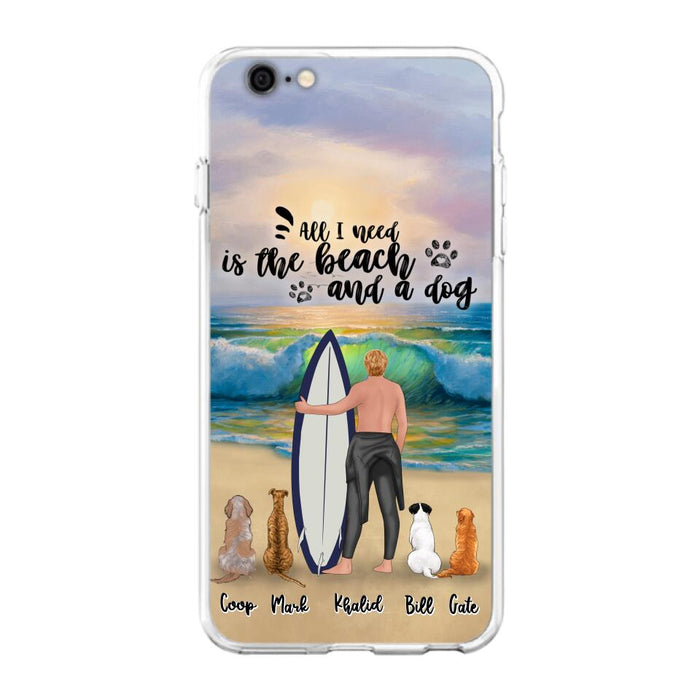 Custom Personalized Surfing Phone Case - Woman/Man With Upto 4 Pets  - Phone Case For iPhone and Samsung - To the Ocean I go - CCS180