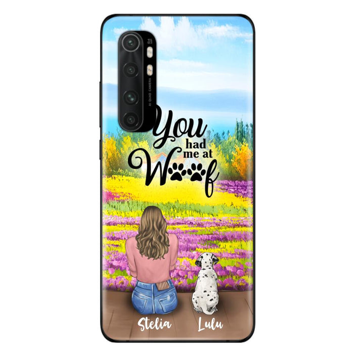 Custom Personalized Dog Mom With Flowers Background Phone Case - Gifts For Dog Lovers With Upto 4 Dogs - You Had Me At Woof - Case For iPhone, Samsung And Xiaomi - L4E2ZU