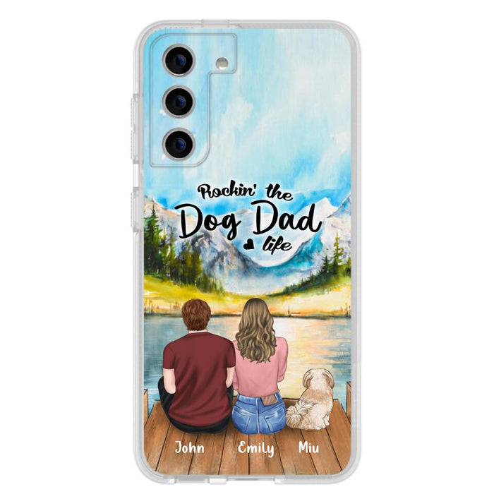 Custom Personalized Pet Parents Phone Case - Parents & Upto 3 Pets - Gifts For Dog Lovers,Cat Lovers - Rockin' The Dog Dad Life