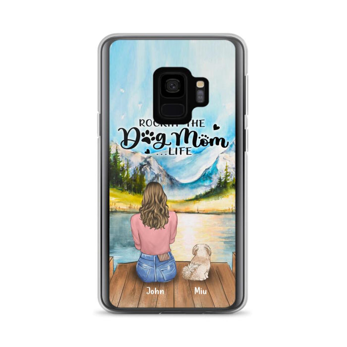 Custom Personalized Dog Mom Phone Case - Gifts For Dog Lover With Upto 7 Dogs - Rockin' The Dog Mom Life