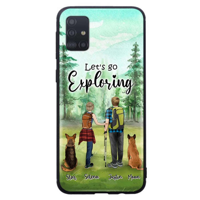 Custom Personalized Trekking Woods Couple With Dogs Phone Case - Couple With Upto 2 Pets - Case For iPhone and Samsung - 6CIAJ9