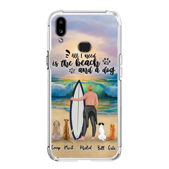 Custom Personalized Surfing Phone Case - Woman/Man With Upto 4 Pets  - Phone Case For iPhone and Samsung - To the Ocean I go - CCS180