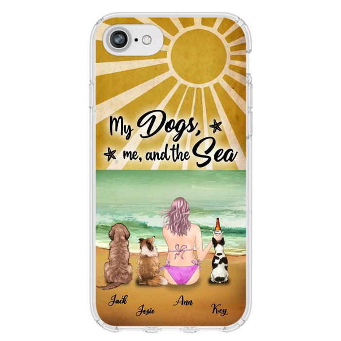 Custom Personalized Dog Mom Phone Case - Gifts For Dog Lovers With Upto 3 Dogs - My Dogs,Me And The Sea