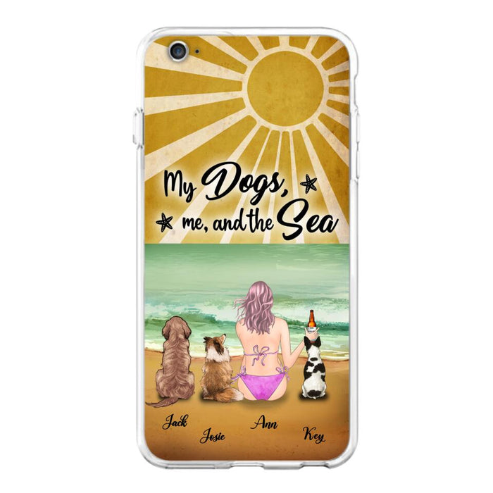 Custom Personalized Dog Mom Phone Case - Gifts For Dog Lovers With Upto 3 Dogs - My Dogs,Me And The Sea