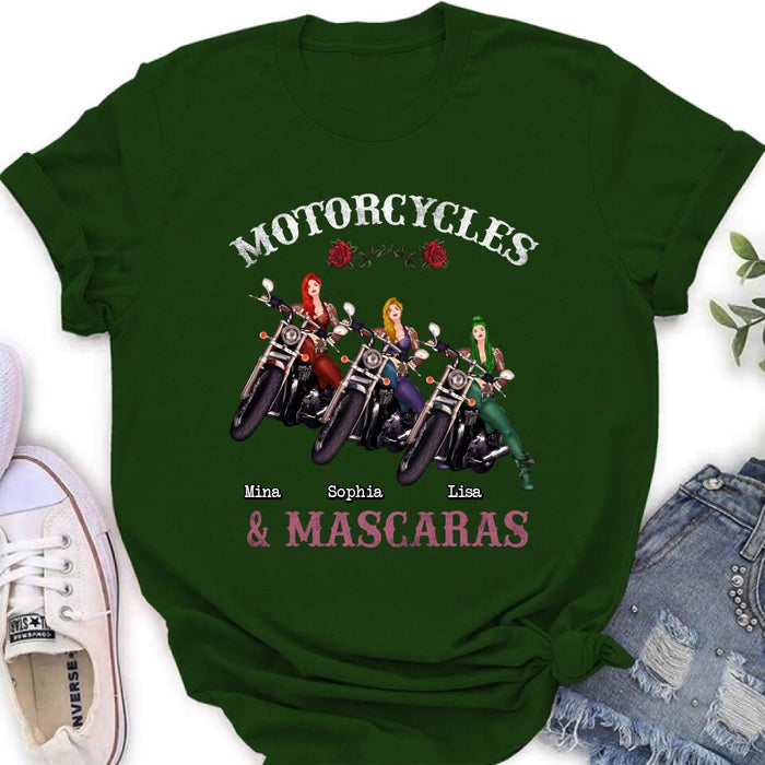 Custom Personalized Biker Shirt/ Hoodie - Gift Idea For Friends/ Besties with up to 3 Girls - Motorcycles and Mascaras