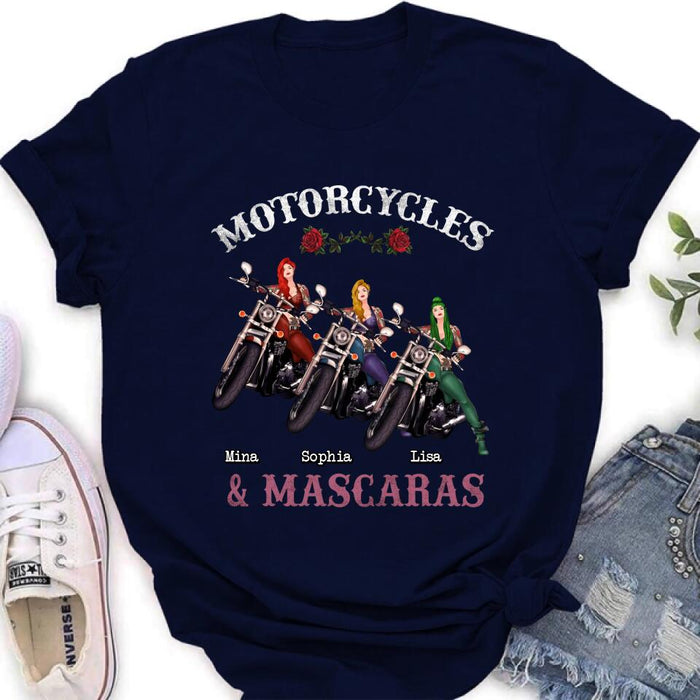 Custom Personalized Biker Shirt/ Hoodie - Gift Idea For Friends/ Besties with up to 3 Girls - Motorcycles and Mascaras