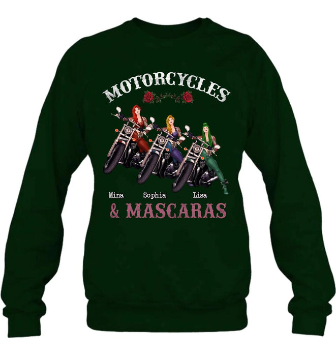 Custom Personalized Biker Shirt/ Hoodie - Gift Idea For Friends/ Besties with up to 3 Girls - Motorcycles and Mascaras